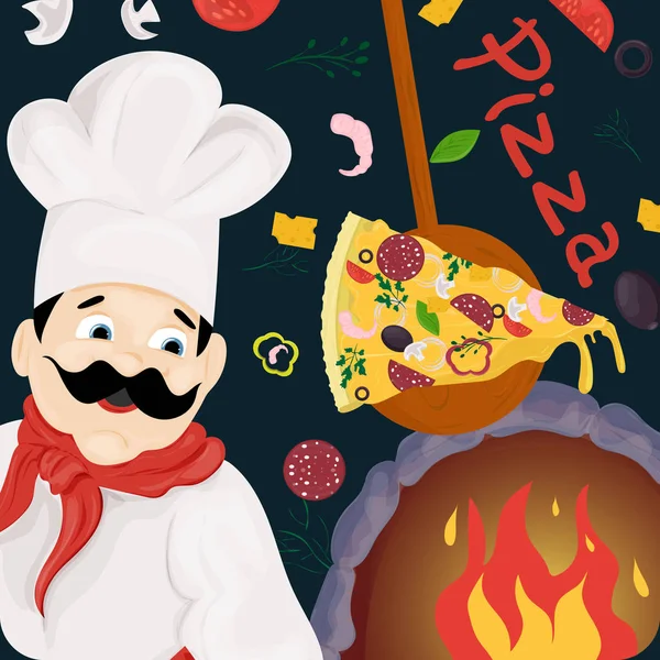 Cover background _ 19 _ illustration, sobre el tema de la pizza italiana — Vector de stock