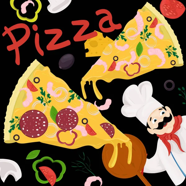 Cover background _ 20 _ illustration, sobre el tema de la pizza italiana — Vector de stock