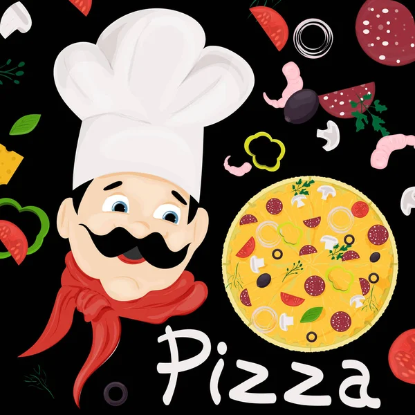 Cover background_21_illustration, na téma italské pizzy — Stockový vektor