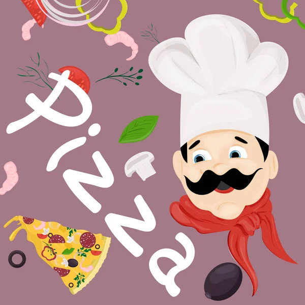 Cover background _ 23 _ illustration, sobre el tema de la pizza italiana — Vector de stock
