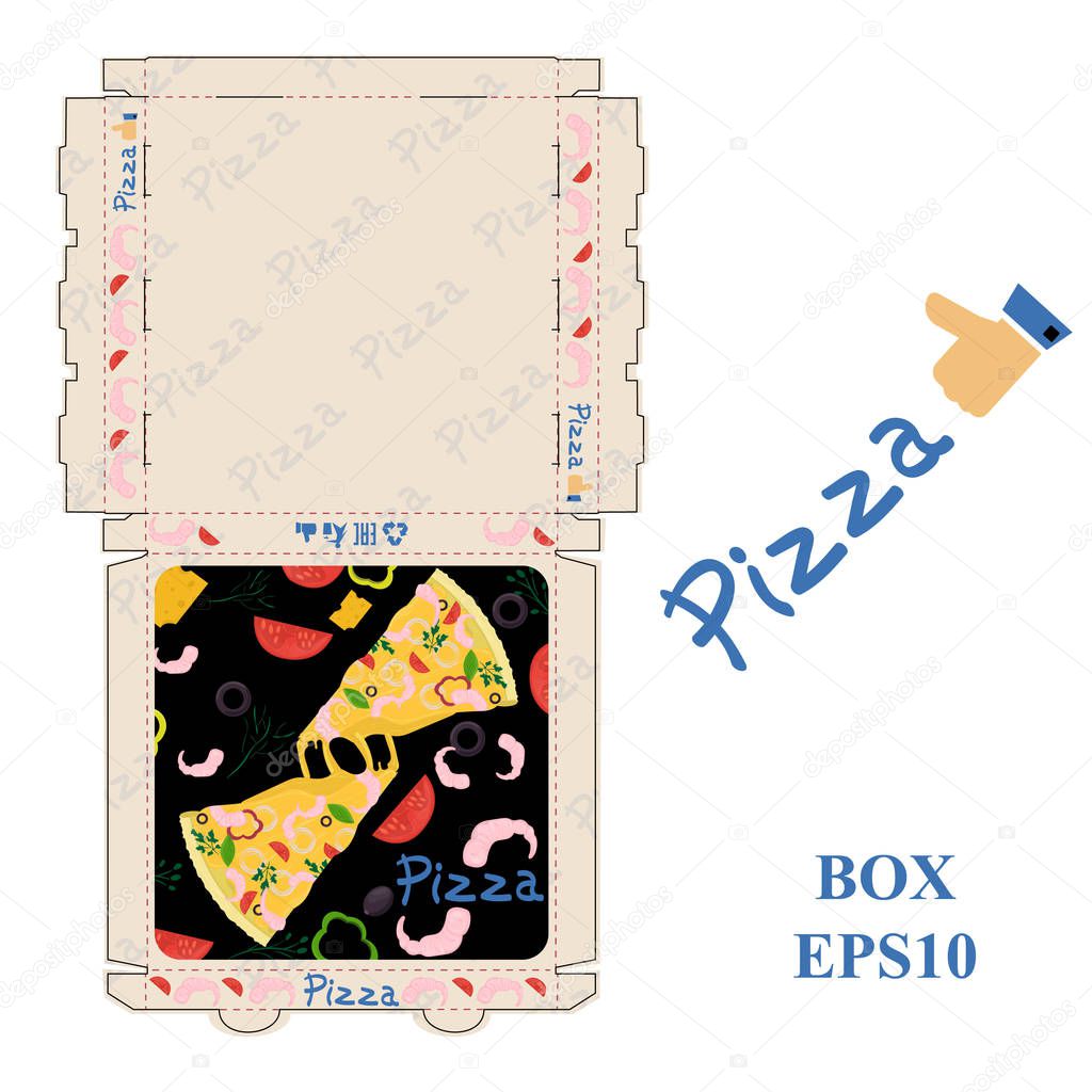 ready to print_1_pizza food packaging box layout design