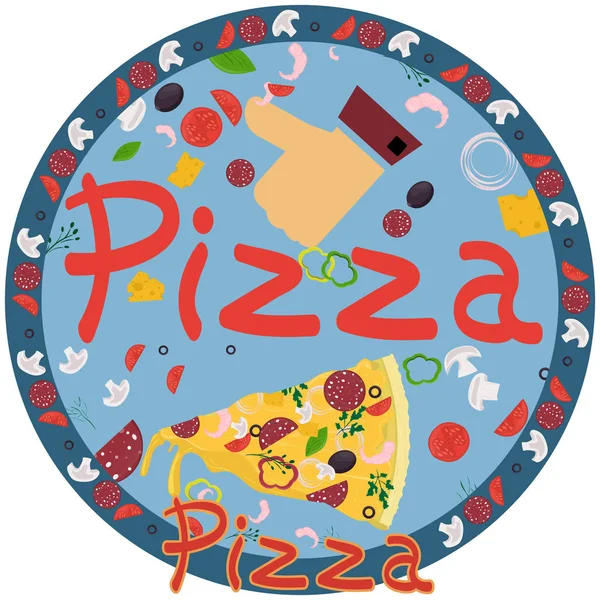 Cover background _ 2 _ illustration, sobre el tema de la pizza italiana c — Vector de stock