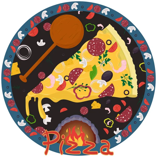 Cover background _ 4 _ illustration, sobre o tema da pizza italiana c — Vetor de Stock