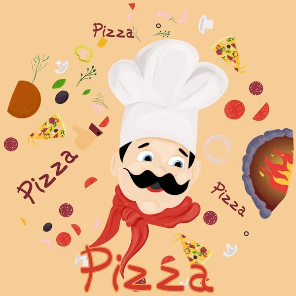 Cover background _ 10 _ illustration, sobre el tema de la pizza italiana — Vector de stock