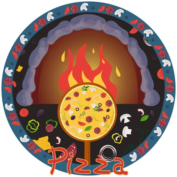 Cover background _ 9 _ illustration, sobre el tema de la pizza italiana c — Vector de stock