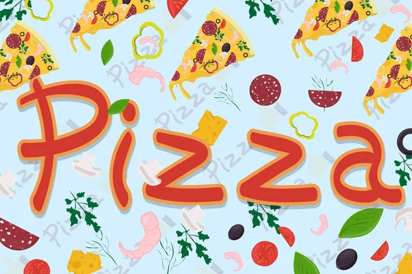 Cover background _ 15 _ illustration, sobre el tema de la pizza italiana — Vector de stock