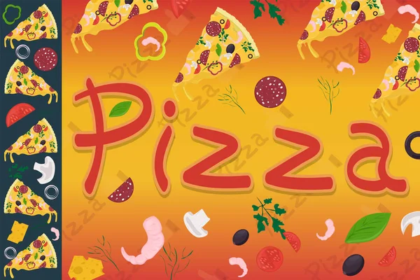 Cover background _ 14 _ illustration, sobre el tema de la pizza italiana — Vector de stock