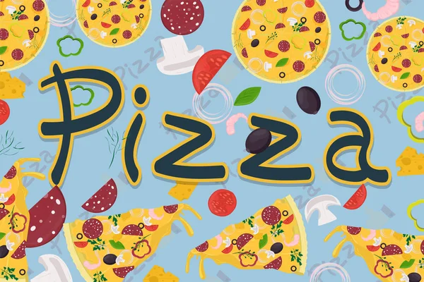 Coperta fundal _ 17 _ ilustrație, pe tema pizza italiană — Vector de stoc