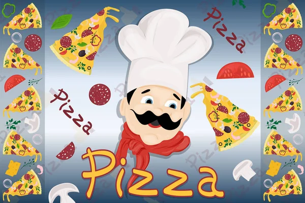 Cover background_25_illustration, over het thema van de Italiaanse pizza — Stockvector