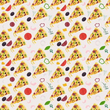 dikişsiz desen_2_illüstrasyon, İtalyan pizza c teması