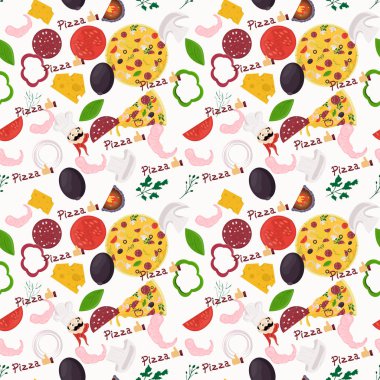 dikişsiz desen_5_illüstrasyon, İtalyan pizza c teması