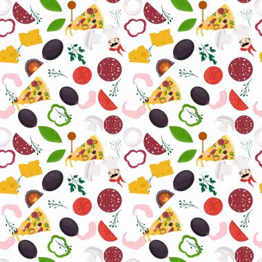 dikişsiz desen_6_illüstrasyon, İtalyan pizza c teması