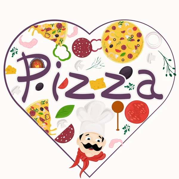 Cover background _ 26 _ illustration, sobre el tema de la pizza italiana — Vector de stock