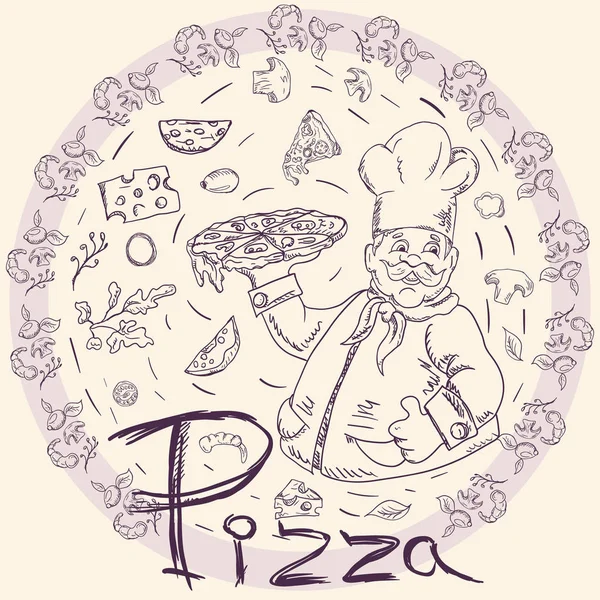 Cover background _ 17 _ illustration, sobre el tema de la pizza italiana — Vector de stock