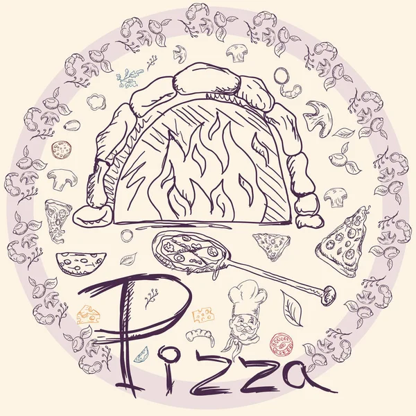 Cover background _ 18 _ illustration, sobre el tema de la pizza italiana — Vector de stock