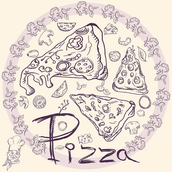 Cover background _ 19 _ illustration, sobre o tema da pizza italiana —  Vetores de Stock