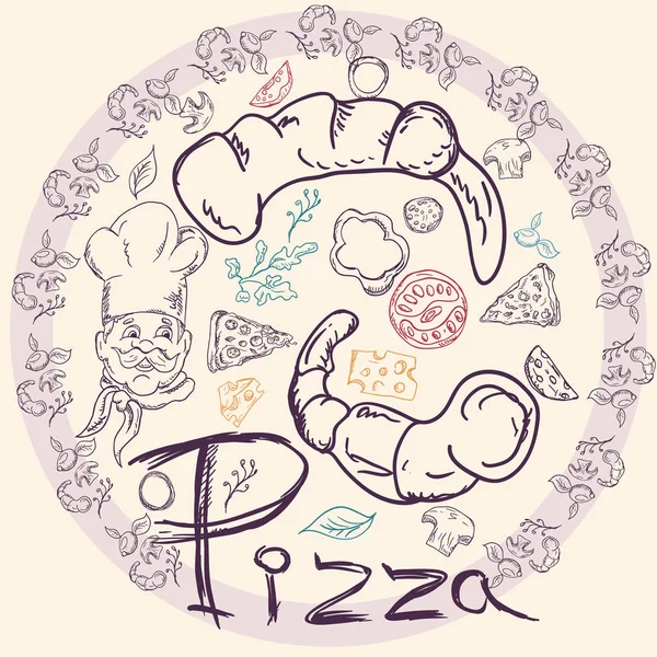 Cover background _ 20 _ illustration, sobre el tema de la pizza italiana — Vector de stock