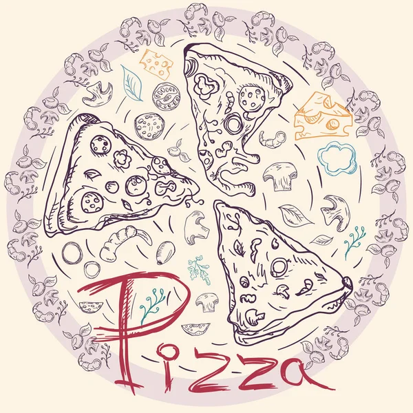 Cover background _ 21 _ illustration, sobre o tema da pizza italiana —  Vetores de Stock