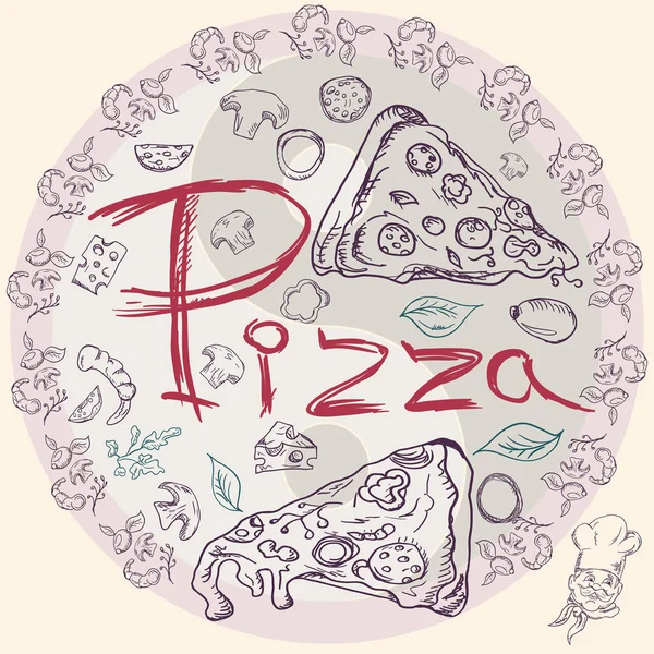 Cover background _ 28 _ illustration, sobre el tema de la pizza italiana — Vector de stock