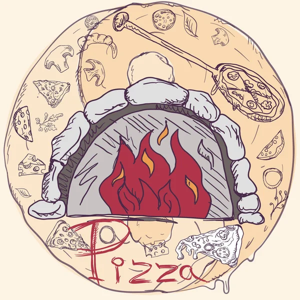 Cover background _ 29 _ illustration, sobre el tema de la pizza italiana — Vector de stock