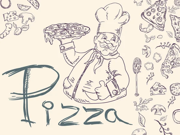 Cover background _ 30 _ illustration, sobre o tema da pizza italiana —  Vetores de Stock