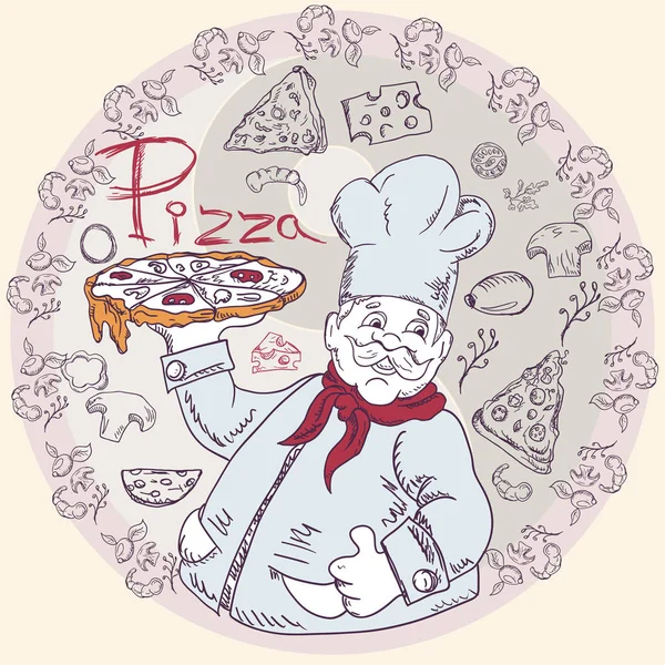 Cover background _ 26 _ illustration, sobre el tema de la pizza italiana — Vector de stock
