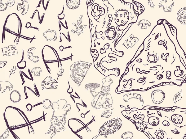 イタリアのピザをテーマにした背景_35_イラストをカバー — ストックベクタ