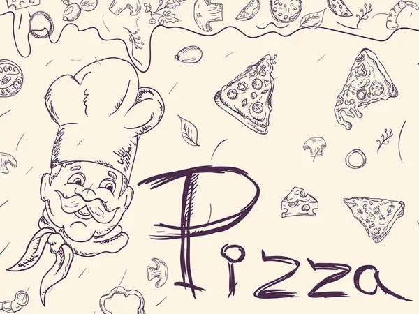 Cover background _ 2 _ illustration, sobre o tema da pizza italiana c — Vetor de Stock