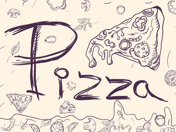 Cover background _ 5 _ illustration, sobre el tema de la pizza italiana c — Vector de stock