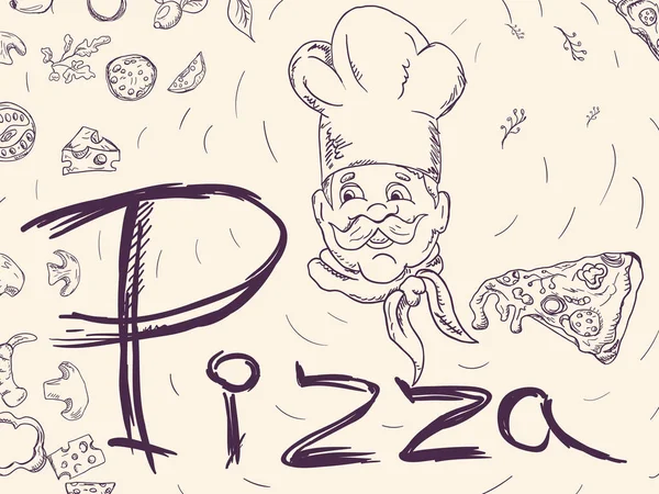 Cover background _ 6 _ illustration, sobre el tema de la pizza italiana c — Vector de stock