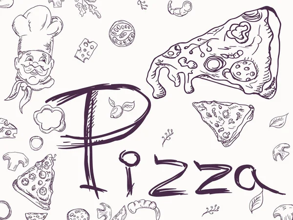 Cover background _ 7 _ illustration, sobre el tema de la pizza italiana c — Vector de stock