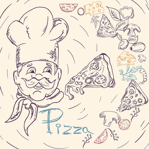 Cover background_14_illustration, na téma italské pizzy — Stockový vektor