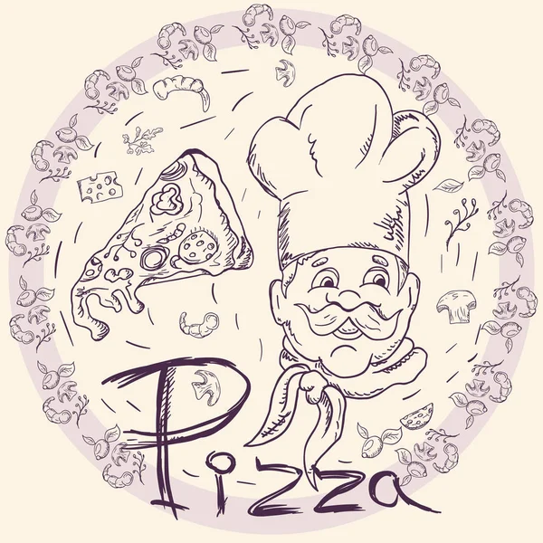 Kapak background_16_illustration, İtalyan pizza teması — Stok Vektör
