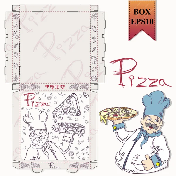 Pizza gıda tasarımı i için ambalaj kutusu hazır layout_9_of — Stok Vektör