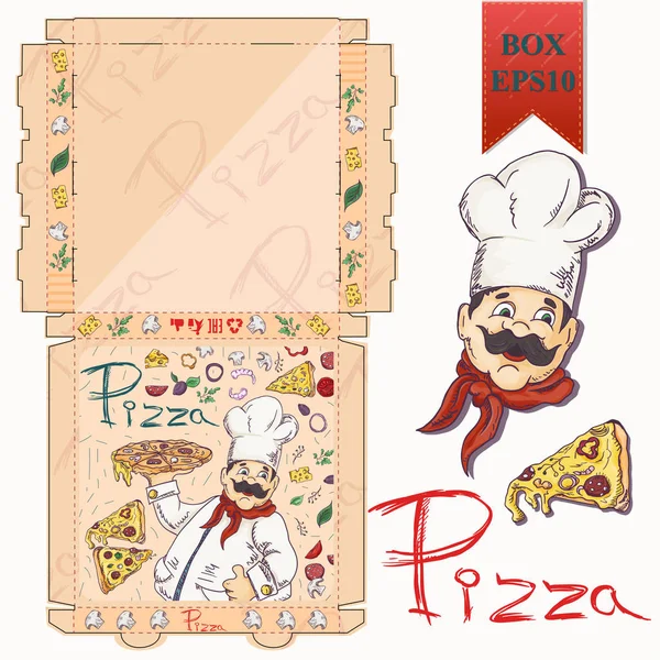 Ready made layout of _ 20 _ the packaging box for pizza food design —  Vetores de Stock