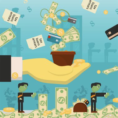 düz illüstrasyon on_10_business, krediler, vergiler ve borç. Zombi