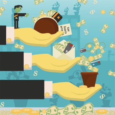 düz illüstrasyon on_13_business, krediler, vergiler ve borç. Zombi