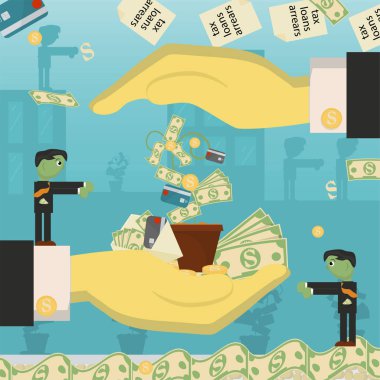 düz illüstrasyon on_14_business, krediler, vergiler ve borç. Zombi