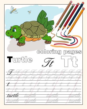 animal d ile İngilizce alfabe sayfasının color_20_illustration