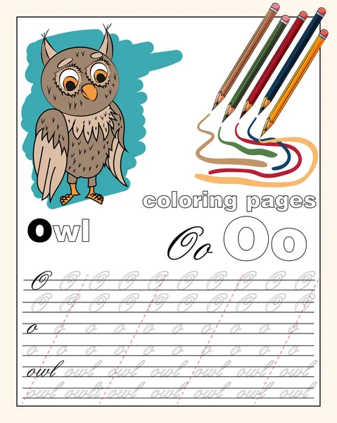 Color _ 15 _ ilustración de la página del alfabeto inglés con animal d — Vector de stock