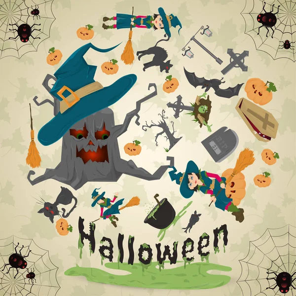Ilustrace of_9_all svatých, Halloween, kruhová ozdoba — Stockový vektor