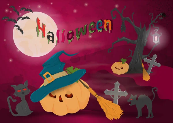 Childrens _ 7 _ illustration of all saints eve holiday, Halloween, n — стоковый вектор
