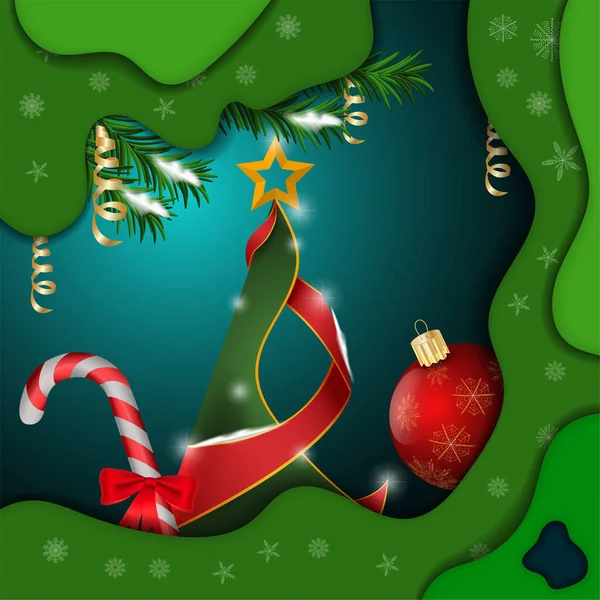 Noël et 1 nouvelle illustration de l'année conception de fond en 3D pa — Image vectorielle