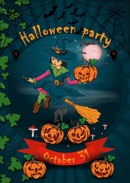 Projekt plakatu dla wszystkich świętych Wigilię dekoracji wakacje, Halloween, — Wektor stockowy