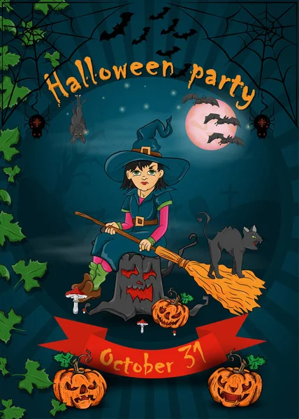 Poster ontwerp voor alle heiligen Eve vakantie decoratie, Halloween, — Stockvector