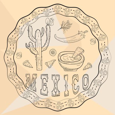 kavram çizimi 7 dairesel süs çıkartması kafatasları Meksika