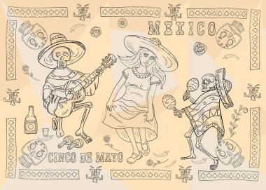 Desen çerçeveli çizim 15 poster tasarımı etiketi