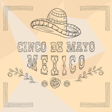 turne çizimi kare süs çıkartması Meksika teması d