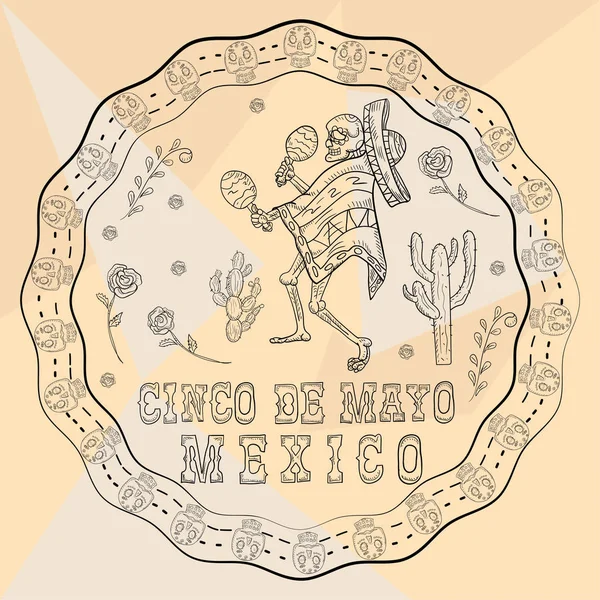 kontur çizimi 2 dairesel süs çıkartması ile kafatasları Meksika