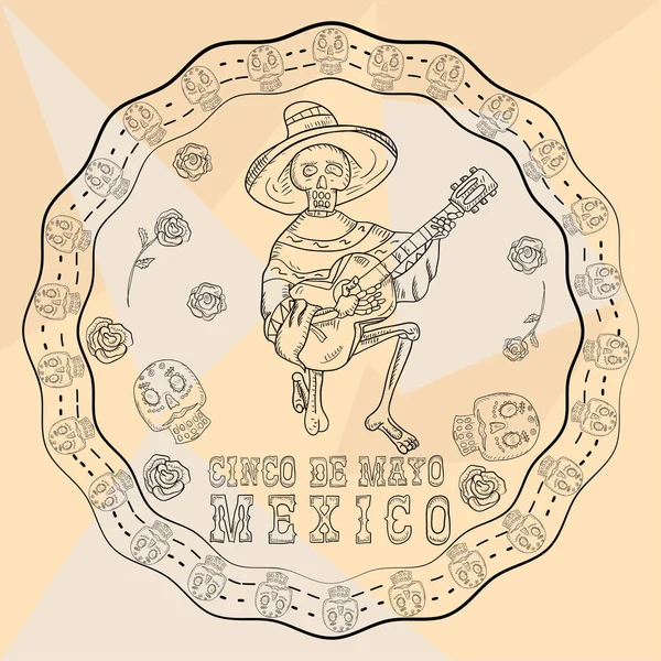 çizim 3 dairesel süs çıkartması kafatasları Meksika